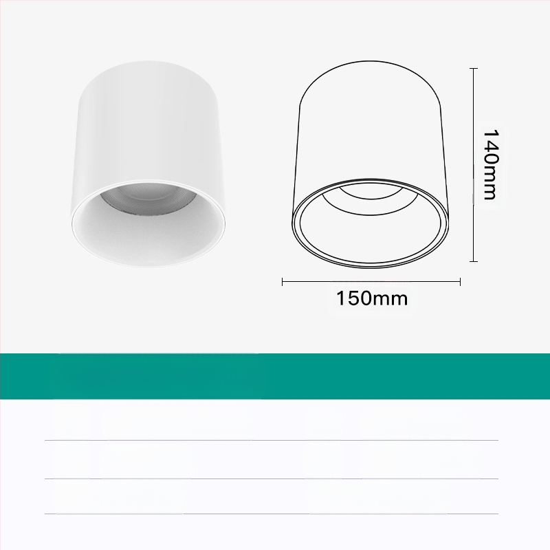 Apaļš LED downlight, virsmas uzstādīts, bez atspīduma, CRI ≥90, 3000–6500K