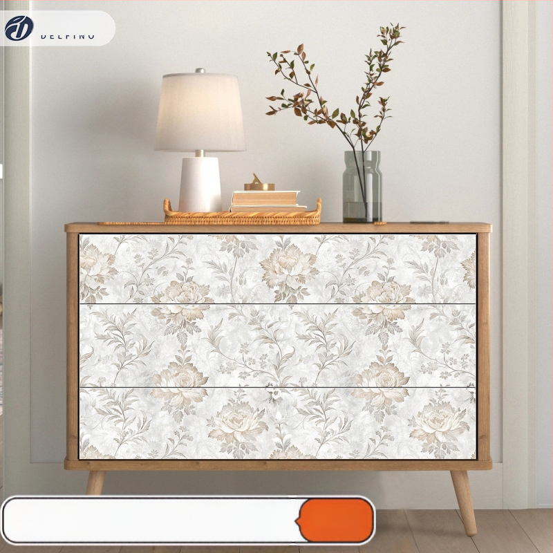 PVC tapetai su prancūzišku retro botaniniu raštu – atsparus drėgmei, daugiasluoksnė, lengvas prabangos stilius, dekoratyvinis raštas