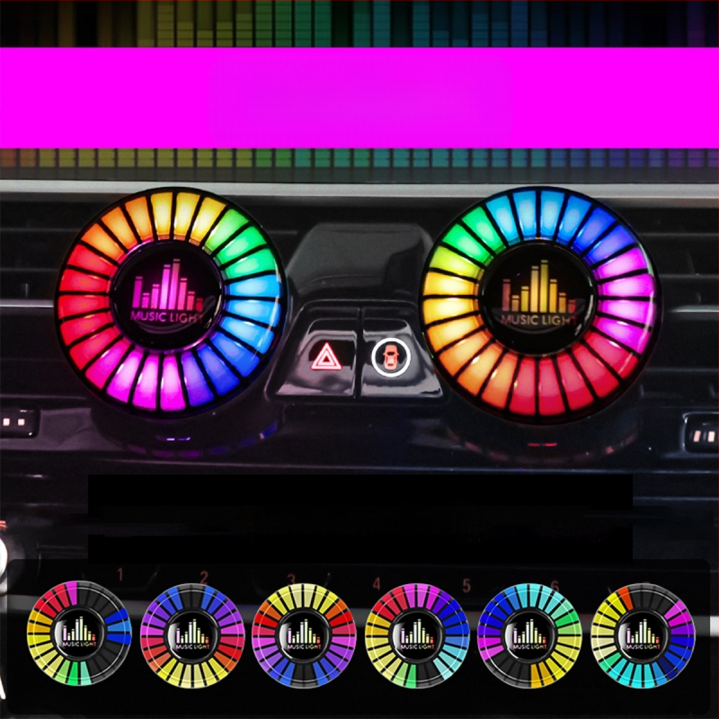 Φωτισμός περιβάλλοντος αυτοκινήτου για εξαεριστήρα, φως με δόνηση ρυθμού και έλεγχο ήχου (5V, qfd111, Kevanly)