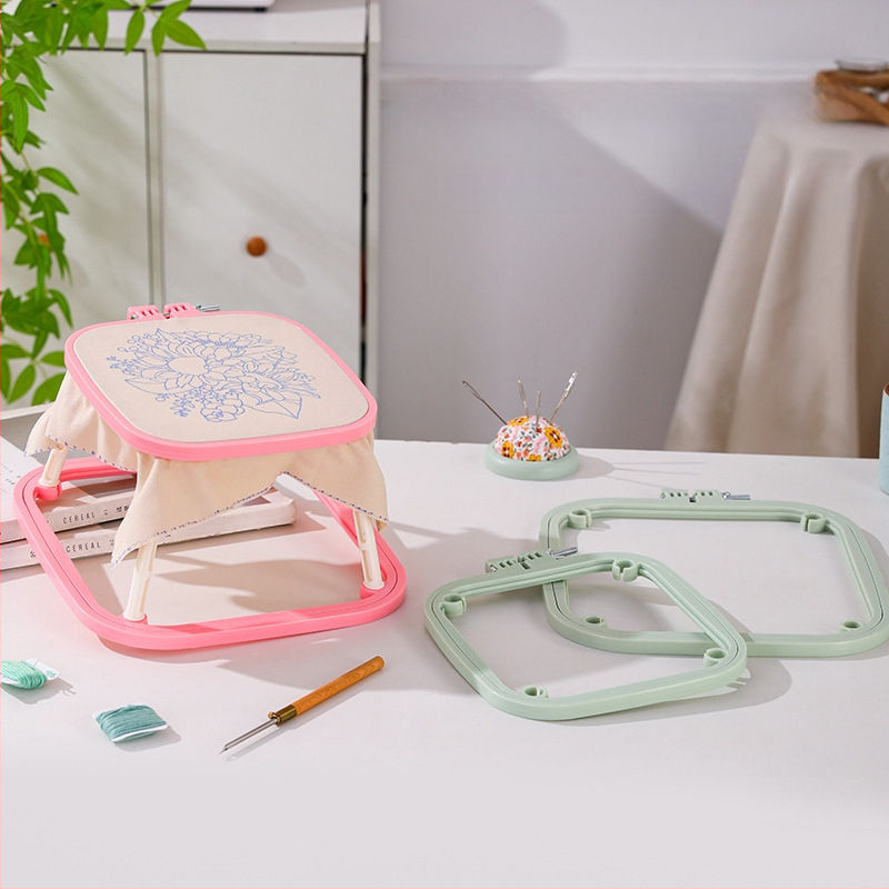 Qingfei ABS пластмасова двойно-слойна регулируема френска настолна рамка за бродерия с кръстат бод