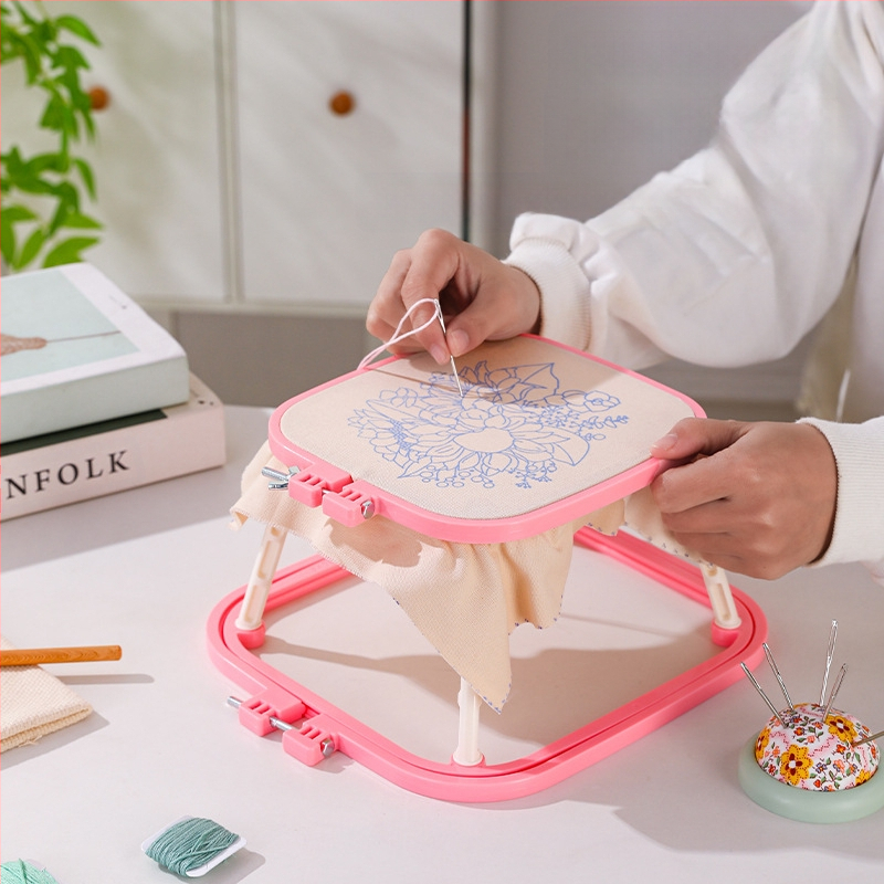 Qingfei ABS пластмасова двойно-слойна регулируема френска настолна рамка за бродерия с кръстат бод