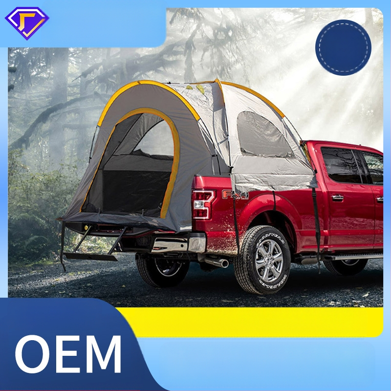 Pikapa aizmugurējais telts kempingam, 4 sezonas, 3-4 cilvēkiem, stiklašķiedras stieņi, 210D Oxford audums, ūdensizturīgs 2000-3000 mm