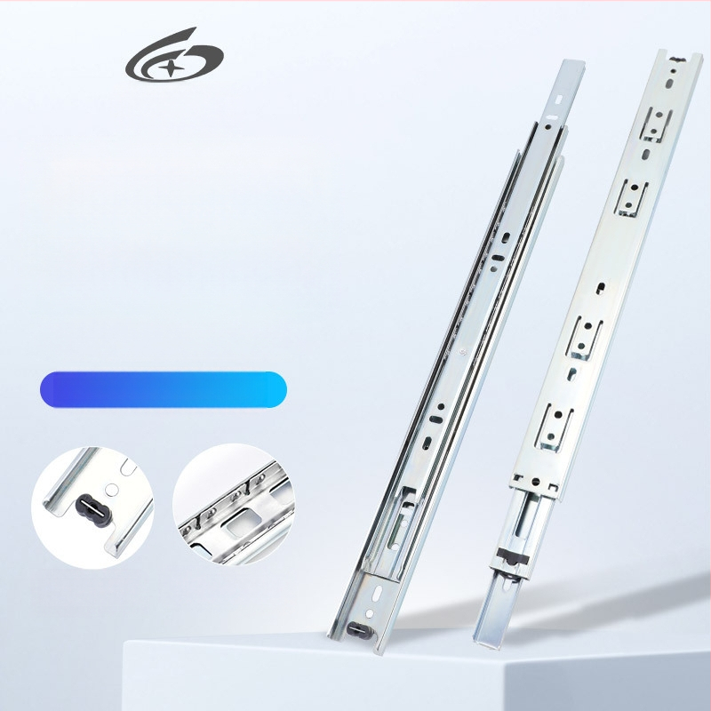 Trosekcijska šina za ladice s amortizerom – Model 35, čelik, galvaniziran, marka Guxin, moderni minimalistički stil