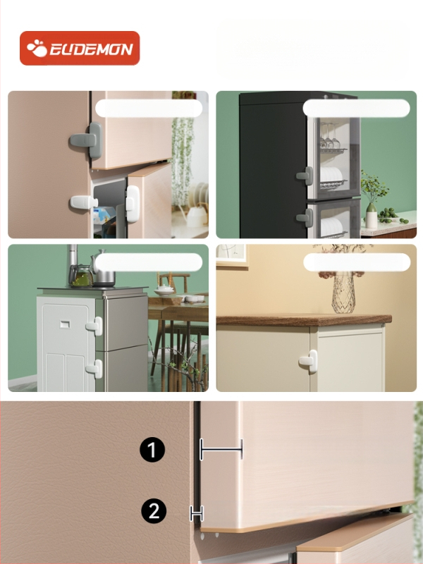 Безопасно заключване за врата на хладилник – клип за фиксация, 2‑частен комплект за плоски врати, обновен модел за вдлъбнати и изпъкнали врати