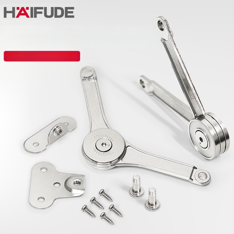 Szekrényajtó hidraulikus tartója – cinkötvözet, Hafford HAIFUDE, modell GZRYT, szekrényhez, ruhásszekrényhez és felső ajtóhoz, kettős nikkel bevonat