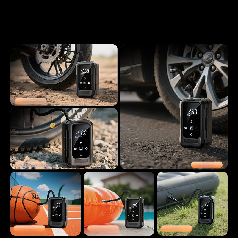 Bekontaktis belaidis siurblys padangoms automobiliams ir dviračiams - 11.1V, 25 L/min, <80W, skaitmeninis ekranas, dviguba maitinimo šaltinis