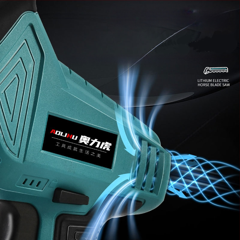 Реципрочен трион с литиева акумулаторна батерия, 21V; за рязане на дърво, метал и пластмаса; включва зарядно и нож за трион