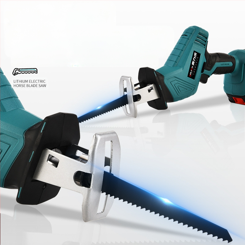 Реципрочен трион с литиева акумулаторна батерия, 21V; за рязане на дърво, метал и пластмаса; включва зарядно и нож за трион