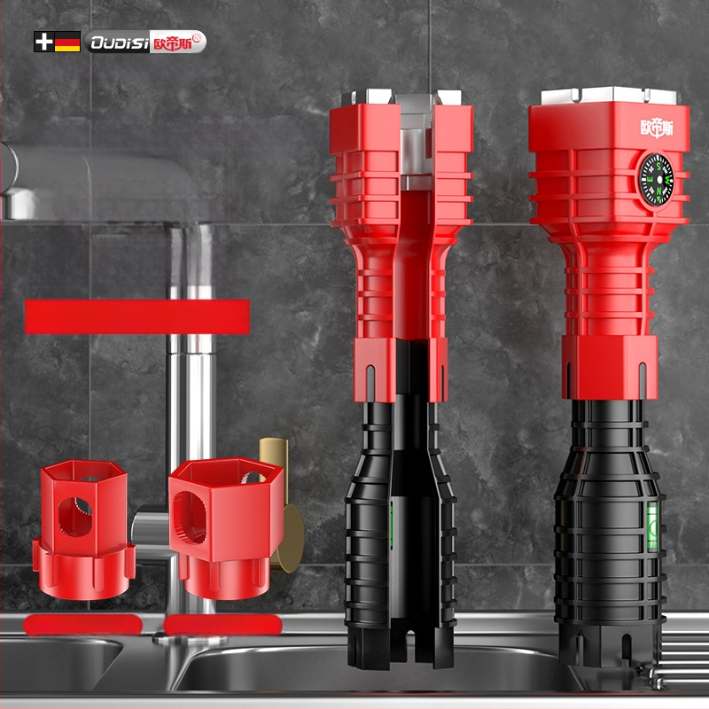 Otis осем в едно мултифункционално средство за сваляне на смесителя за мивка – пластмасова конструкция, тръбен ключ, за кухня и баня