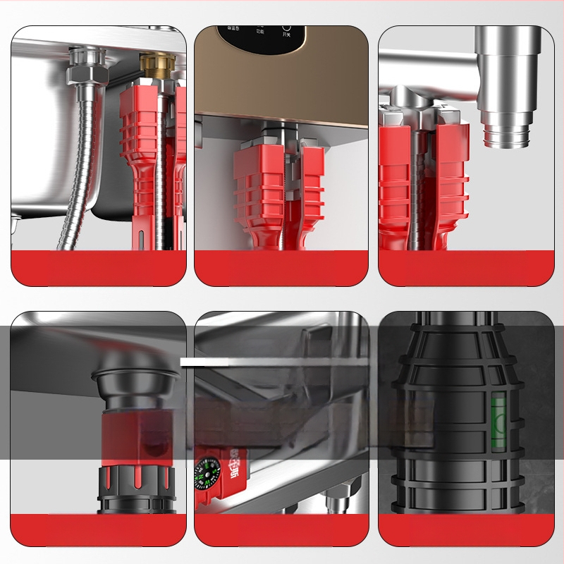 Otis осем в едно мултифункционално средство за сваляне на смесителя за мивка – пластмасова конструкция, тръбен ключ, за кухня и баня