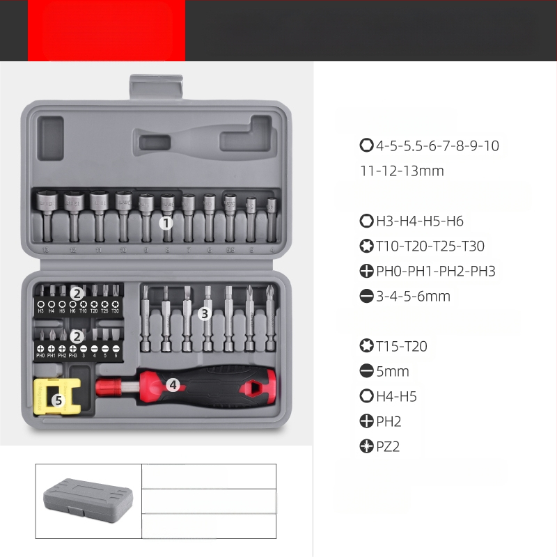 Veržtuvų rinkinys: daugiafunkcinis, su specialių formų Philips ir Torx bitais, laikiklis su sleeve, bitai iš anglinio plieno