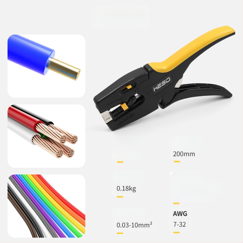 Clește automate pentru dezizolarea cablurilor - unealtă multifuncțională pentru electricieni, dezizolare și tăiere cabluri (Brand: HESO; Greutate: 180 g; Specificații: 8)