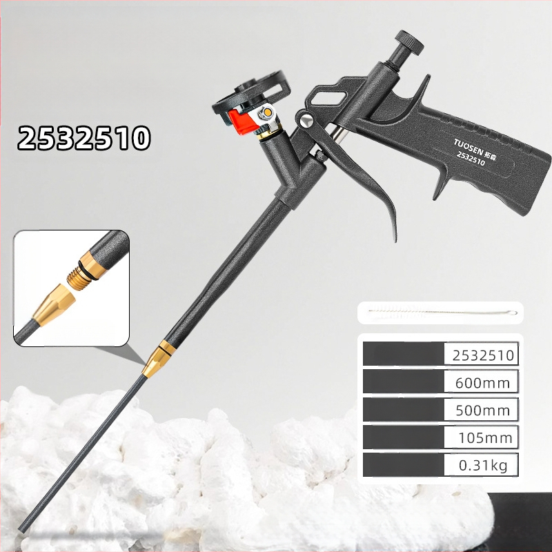 Пистолет за полиуретанова уплътнителна пяна, лесно почистващ се, корпус от сплав, за уплътняване при климатични системи, прозорци и врати