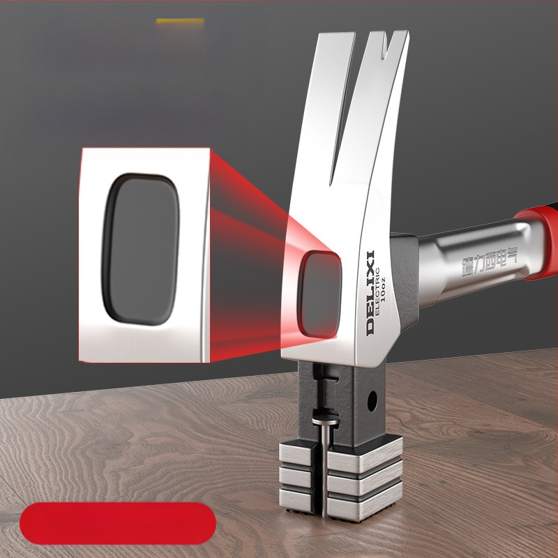 Delixi Electric nagų plaktukas su kandžiu – galva iš aukštos anglies plieno, izoliota plieninė rankena; skirtas stalių darbams; rankenos variantai: pluošto arba nerūdijančio plieno.