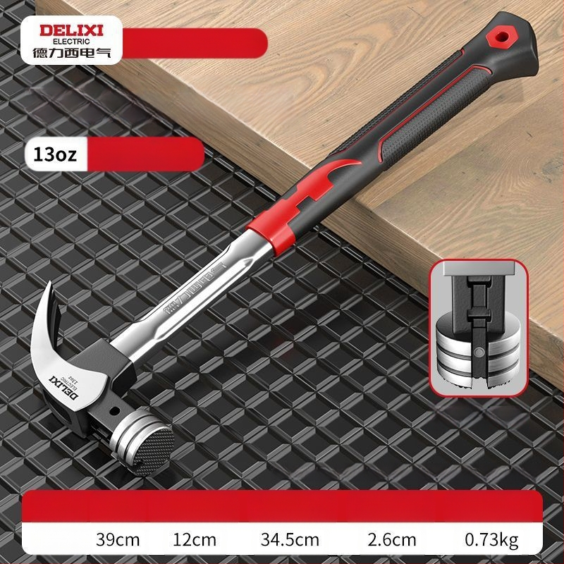 Delixi Electric nagų plaktukas su kandžiu – galva iš aukštos anglies plieno, izoliota plieninė rankena; skirtas stalių darbams; rankenos variantai: pluošto arba nerūdijančio plieno.