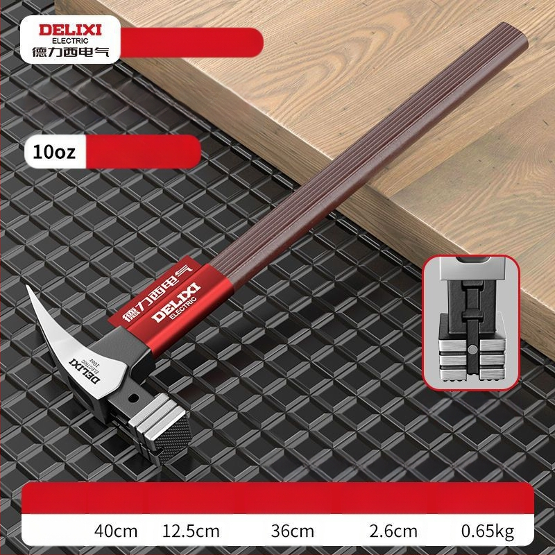 Delixi Electric nagų plaktukas su kandžiu – galva iš aukštos anglies plieno, izoliota plieninė rankena; skirtas stalių darbams; rankenos variantai: pluošto arba nerūdijančio plieno.