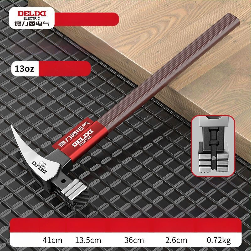 Delixi Electric nagų plaktukas su kandžiu – galva iš aukštos anglies plieno, izoliota plieninė rankena; skirtas stalių darbams; rankenos variantai: pluošto arba nerūdijančio plieno.