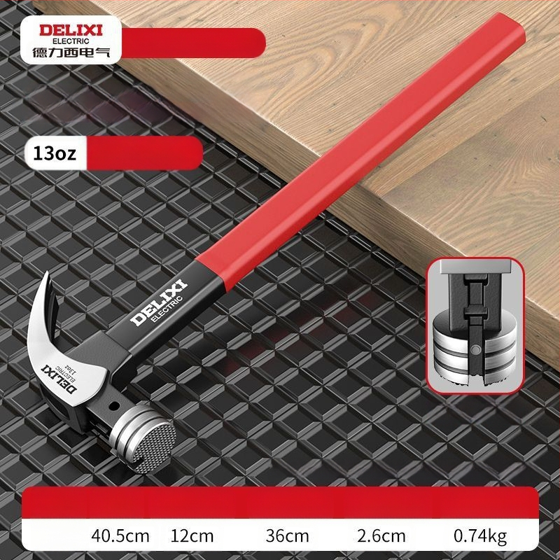 Delixi Electric nagų plaktukas su kandžiu – galva iš aukštos anglies plieno, izoliota plieninė rankena; skirtas stalių darbams; rankenos variantai: pluošto arba nerūdijančio plieno.