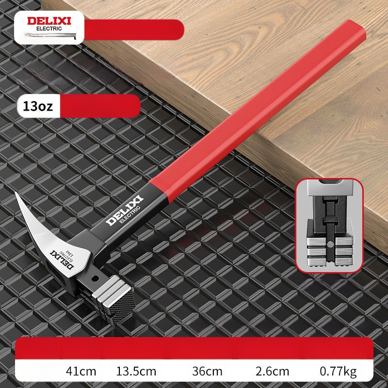 Delixi Electric nagų plaktukas su kandžiu – galva iš aukštos anglies plieno, izoliota plieninė rankena; skirtas stalių darbams; rankenos variantai: pluošto arba nerūdijančio plieno.