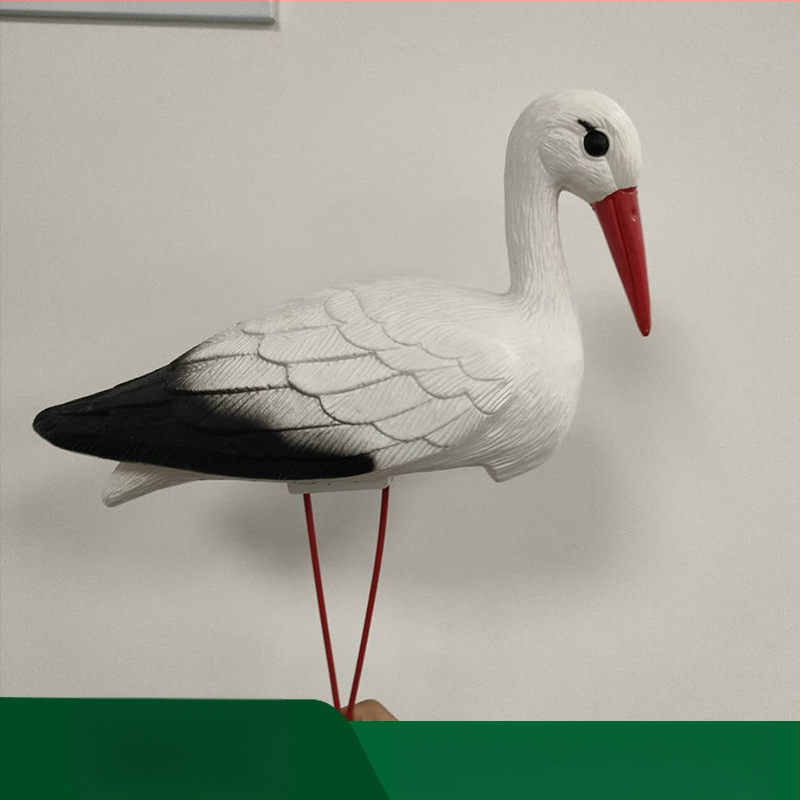 Декоративен модел на птица за двор, PE материал, blow molding, симулиран бял птичен модел, пасторален стил