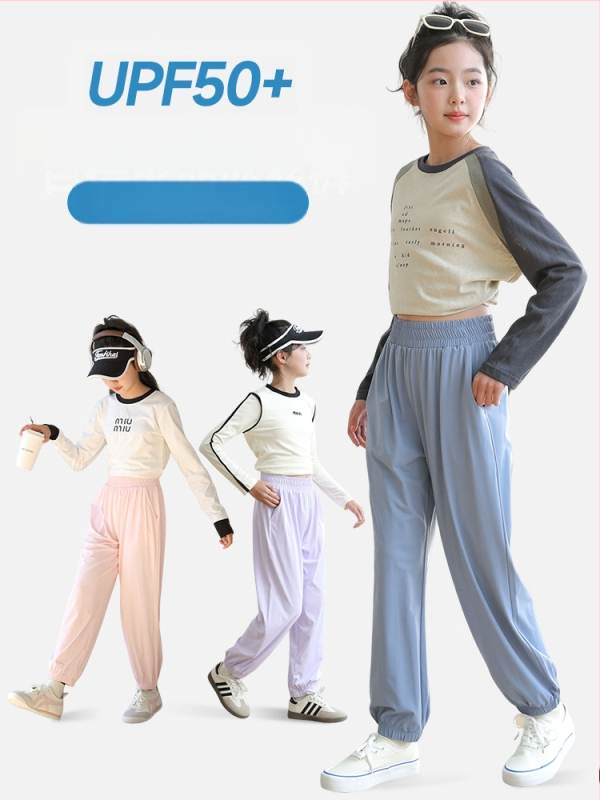 Παντελόνια για κορίτσια, casual, γρήγορο στέγνωμα, προστασία από τον ήλιο, πολυεστέρας 91,2%