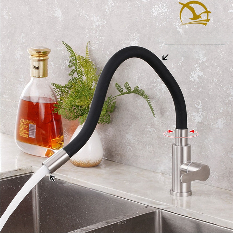 Nerūdijančio plieno virtuvės čiaupas, pasukamas trijų srautų maišymo čiaupas su keramikos disko vožtuvu, elektroplatinis paviršius