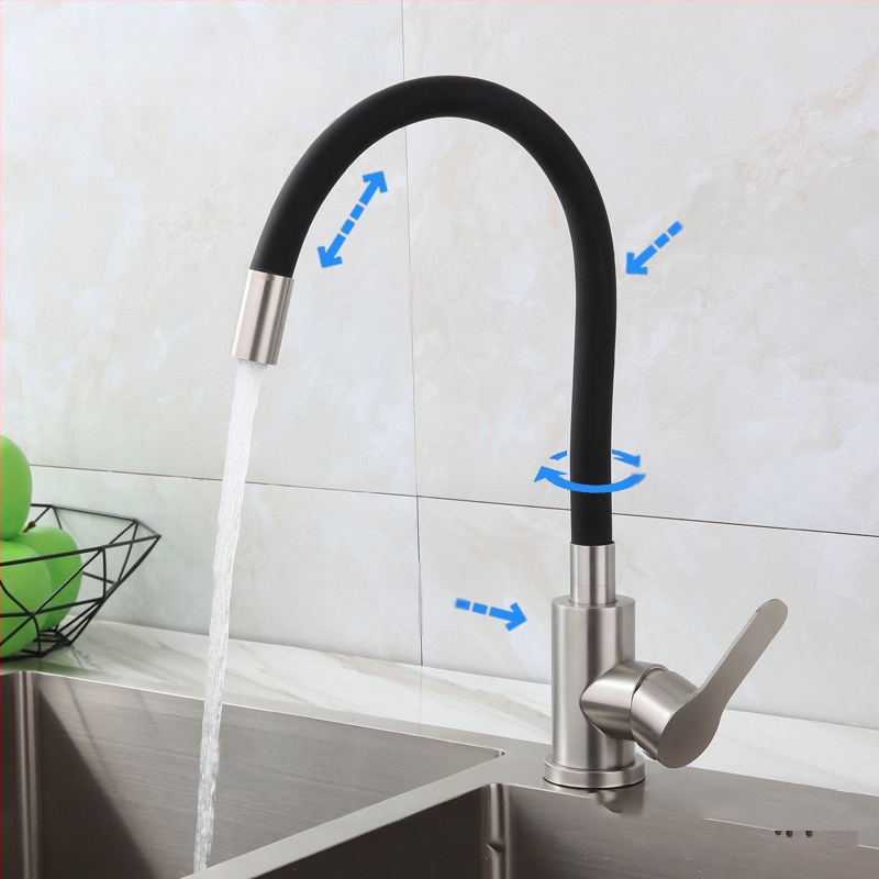 Nerūdijančio plieno virtuvės čiaupas, pasukamas trijų srautų maišymo čiaupas su keramikos disko vožtuvu, elektroplatinis paviršius