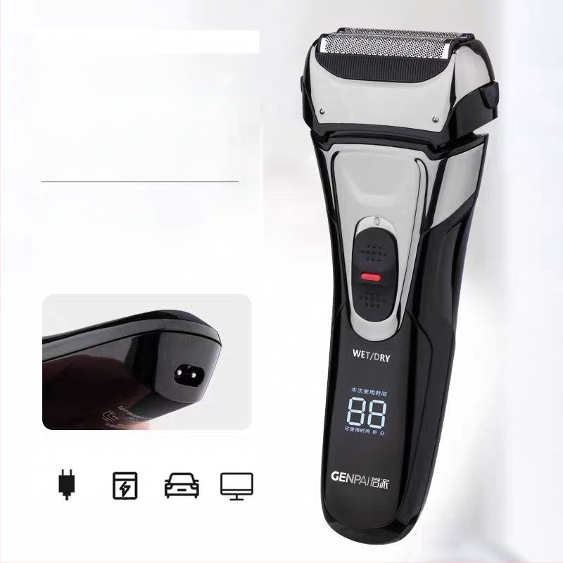 Ηλεκτρική ξυριστική μηχανή με πλωτή κεφαλή, τρία κινούμενα λεπίδια, πλένεται, διάρκεια μπαταρίας 80 λεπτών, φόρτιση 2 ωρών