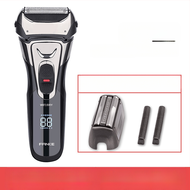 Ηλεκτρική ξυριστική μηχανή με πλωτή κεφαλή, τρία κινούμενα λεπίδια, πλένεται, διάρκεια μπαταρίας 80 λεπτών, φόρτιση 2 ωρών
