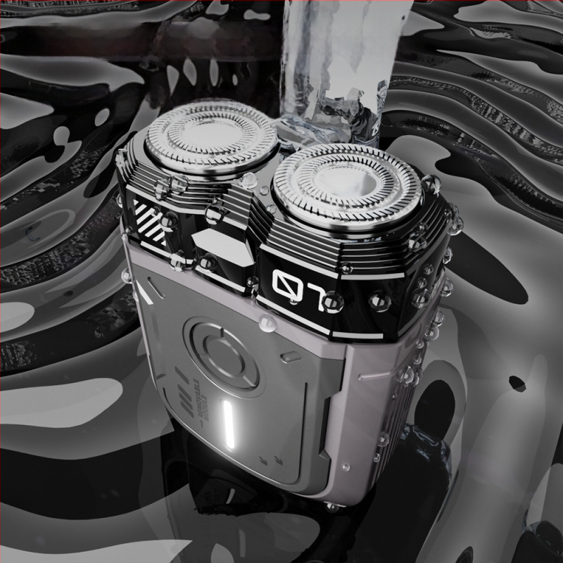 Ηλεκτρικό ξυριστικό για υγρή και στεγνή χρήση σε ολόκληρο το σώμα, επαναφορτιζόμενο με ενσωματωμένη μπαταρία, περιστρεφόμενη κεφαλή με δύο λεπίδες, πλωτή κεφαλή, κινητήρας με βούρτσες