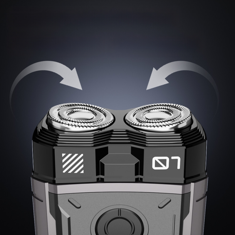 Ηλεκτρικό ξυριστικό για υγρή και στεγνή χρήση σε ολόκληρο το σώμα, επαναφορτιζόμενο με ενσωματωμένη μπαταρία, περιστρεφόμενη κεφαλή με δύο λεπίδες, πλωτή κεφαλή, κινητήρας με βούρτσες