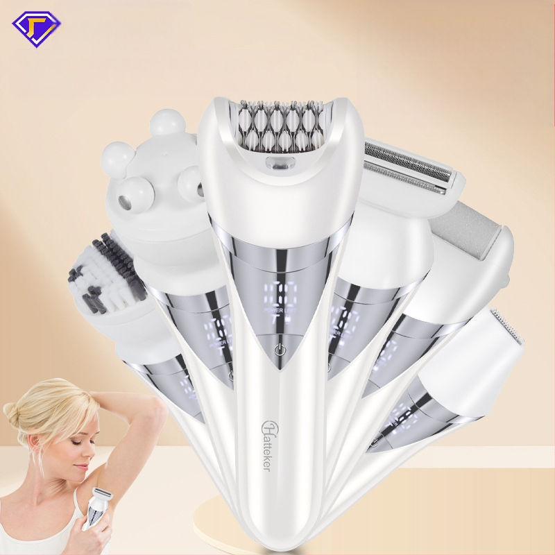 Trimer electric pentru corp feminin, 6 în 1, umed și uscat, alimentare USB, lamă din oțel inoxidabil, model HT-576