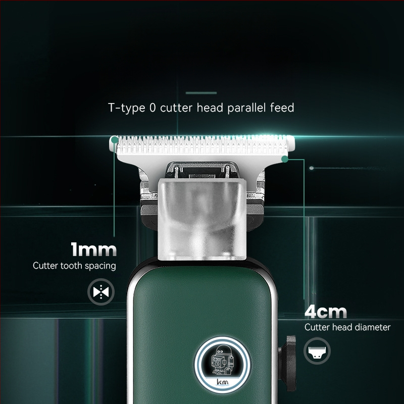Елек tрическа машинка за подстригване KM-5098 с четков мотор, режещ блок от неръждаема стомана, вградена батерия 1000–1200 mAh, време на работа 1–3 ч, нисък шум (≤36 dB)