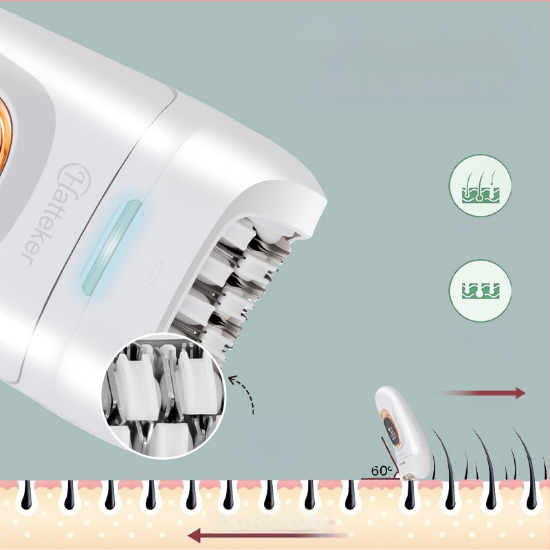 2-σε-1 γυναικεία ξυριστική μηχανή με έξυπνη ψηφιακή οθόνη — μικρή συσκευή αποτρίχωσης και ξυρίσματος (HT-582, τροφοδοσία USB, περίβλημα ABS, λεπίδα από ανοξείδωτο ατσάλι, χρήση για ολόκληρο το σώμα)