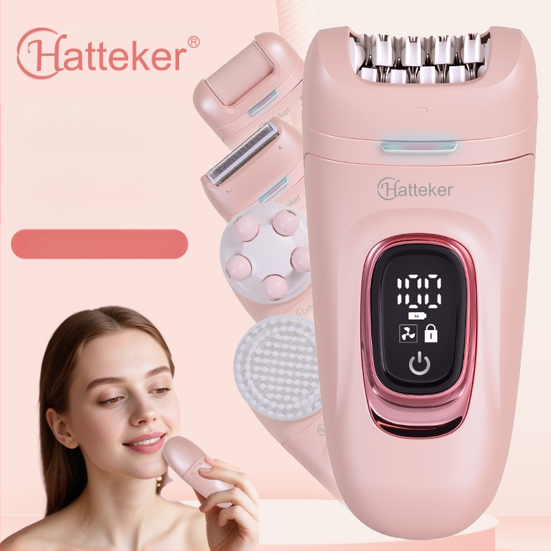 HATTEKER HT-582 USB Električni aparat za uklanjanje dlačica – 5-u-1 za cijelo tijelo, glava od nehrđajućeg čelika, mokro/suvo, brijač za lice i masaža lica