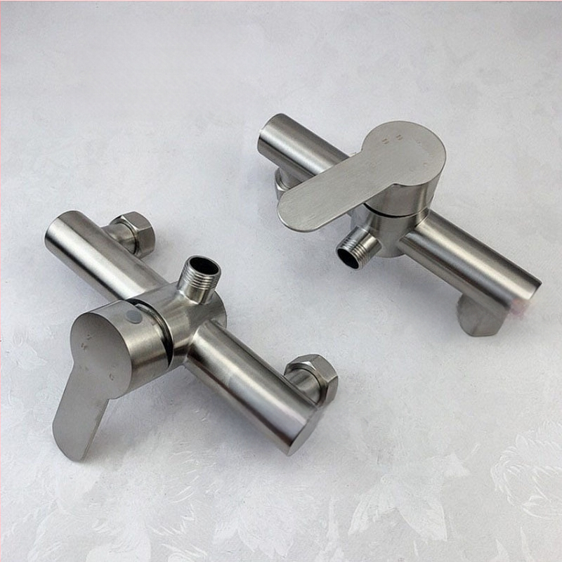 Paslėptas dušo maišytuvas iš nerūdijančio plieno, įmontuotas į sieną, keraminės vožtuvo šerdies