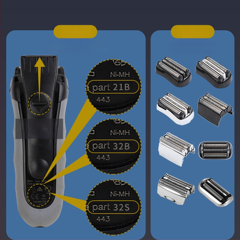 Ανταλλακτικές κεφαλές ξυριστικής Braun – Συμβατές με σειρές 21B32/52/70/92/3579, ABS+μέταλλο, βάρος 25 g