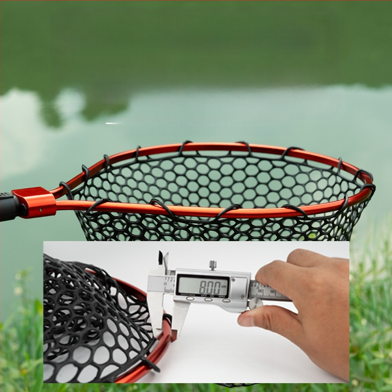 Sulankstomas silikoninės žvejybos tinklas – nešiojamas sportinei žvejybai didelėms žuvims, tinklo gylis 30–35 cm, storos akiai, nesitraukia