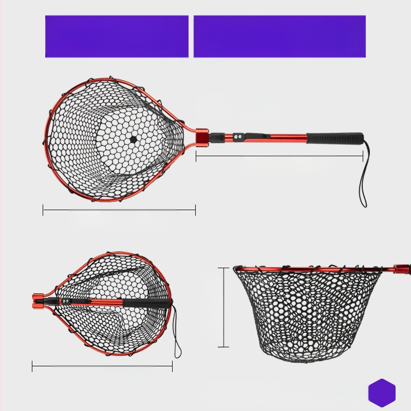 Sulankstomas silikoninės žvejybos tinklas – nešiojamas sportinei žvejybai didelėms žuvims, tinklo gylis 30–35 cm, storos akiai, nesitraukia