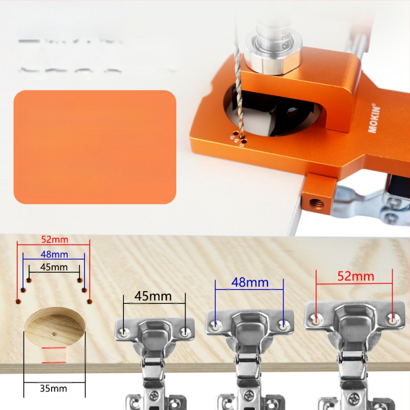 MOKIN Инструмент за позициониране на шарнири и пробиване на отвори за шкафове и гардероби, алуминиева сплав