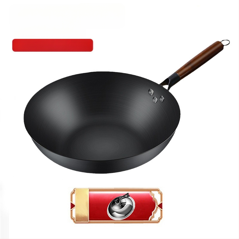 Wok iš aukštos kokybės geležies, Kinų stilius, be dangos, gylis 10,5/10,8/11,1 cm, modelis FS-CS-011