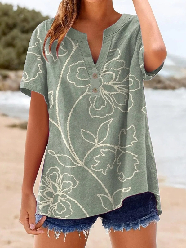 Laza szabású rövid ujjú ing V-nyakkal, 160 g finom kender anyag, 3D mintázat, kétgombos zárás, tavasz 2025, japán-koreai casual stílus, uniszex