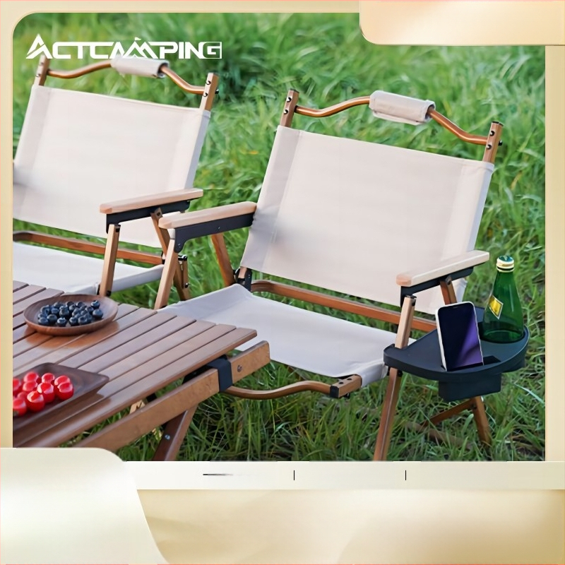 Aikete plastmasas kempinga krēsls no galdu un krēsliem ar sānu uzglabāšanas nodalījumu un glāzes turētāju