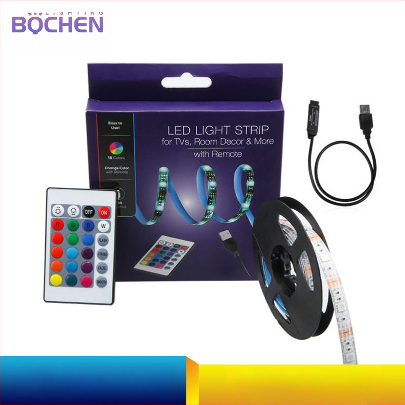 RGB LED-szalag 5V USB, modell BC-5050MINI30FS-5V, 30×5050 LED, 1 m hosszú, dimmelhető, vízálló TV háttérvilágítás