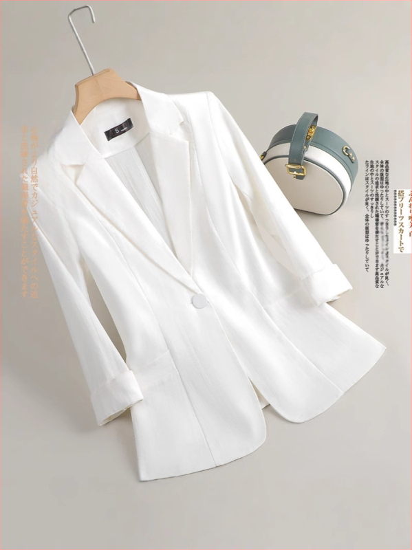 Női kosztümzakó, háromnegyedes ujj, kosztüm gallér, laza fazon, viszkóz anyag, 50–70% tartalom, Nyár 2025