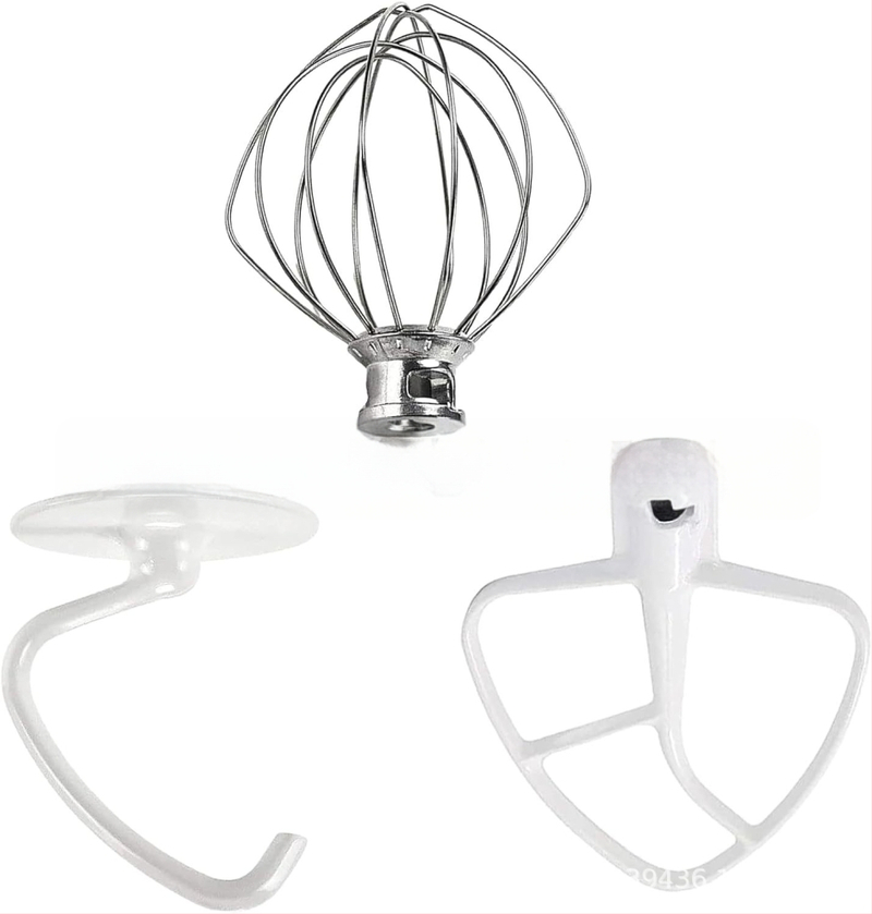 CAYOMEN 5QT Set accesorii pentru KitchenAid: Egg Mesh, Dough Hook, Stirring Paddle (Montat)