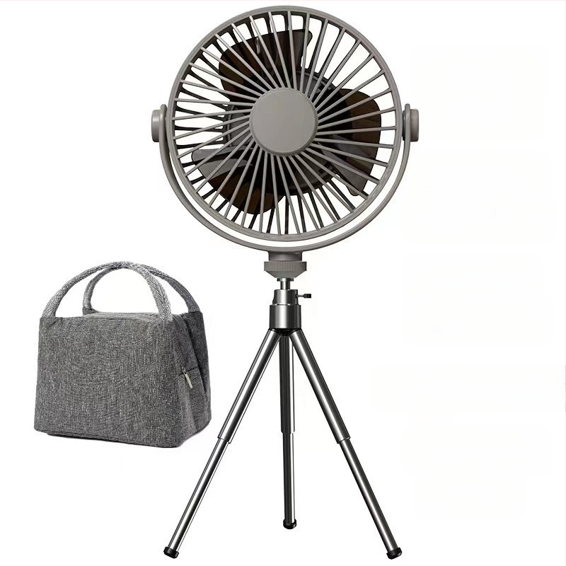 Q6G Външен къмпинг фен със светлина, 2-в-1, преносим презареждаем, висящ, трипод за палатка, таймер