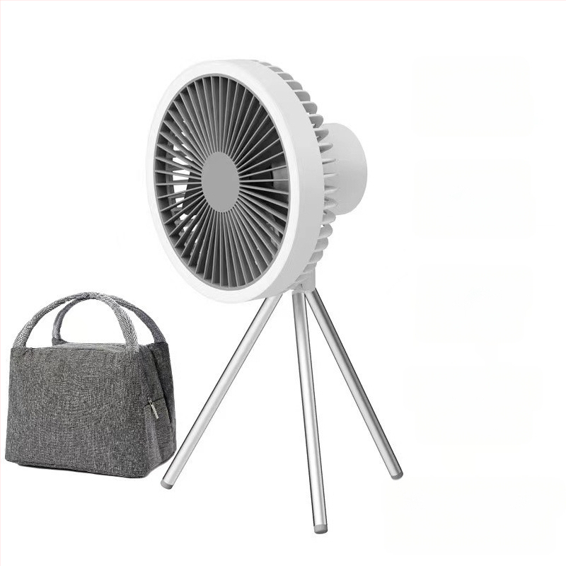 Q6G Външен къмпинг фен със светлина, 2-в-1, преносим презареждаем, висящ, трипод за палатка, таймер