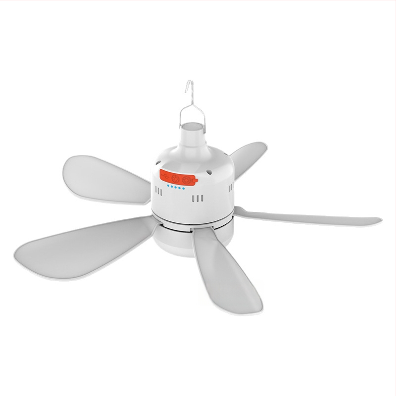 Kempinga ventilatora lampai ar tālvadību, gluda apgaismojuma regulēšana, 3 ventilatora ātrumi, 6–8 stundu darbība
