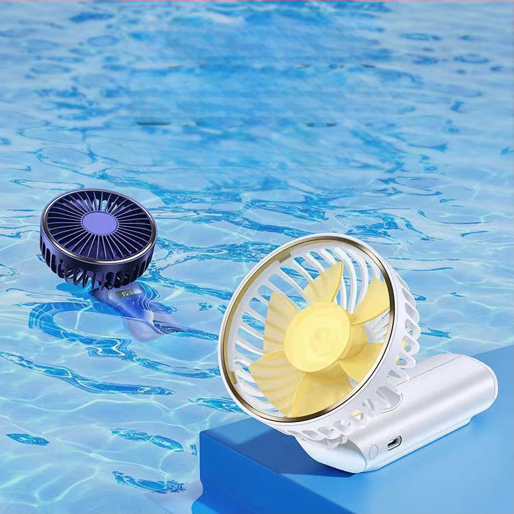 Rankinis USB ventiliatorius su sulankstomu kaklo dizainu – 7 mentės, įrengta baterija 2000–4000 mAh, 5V 3W, 6 greičiai